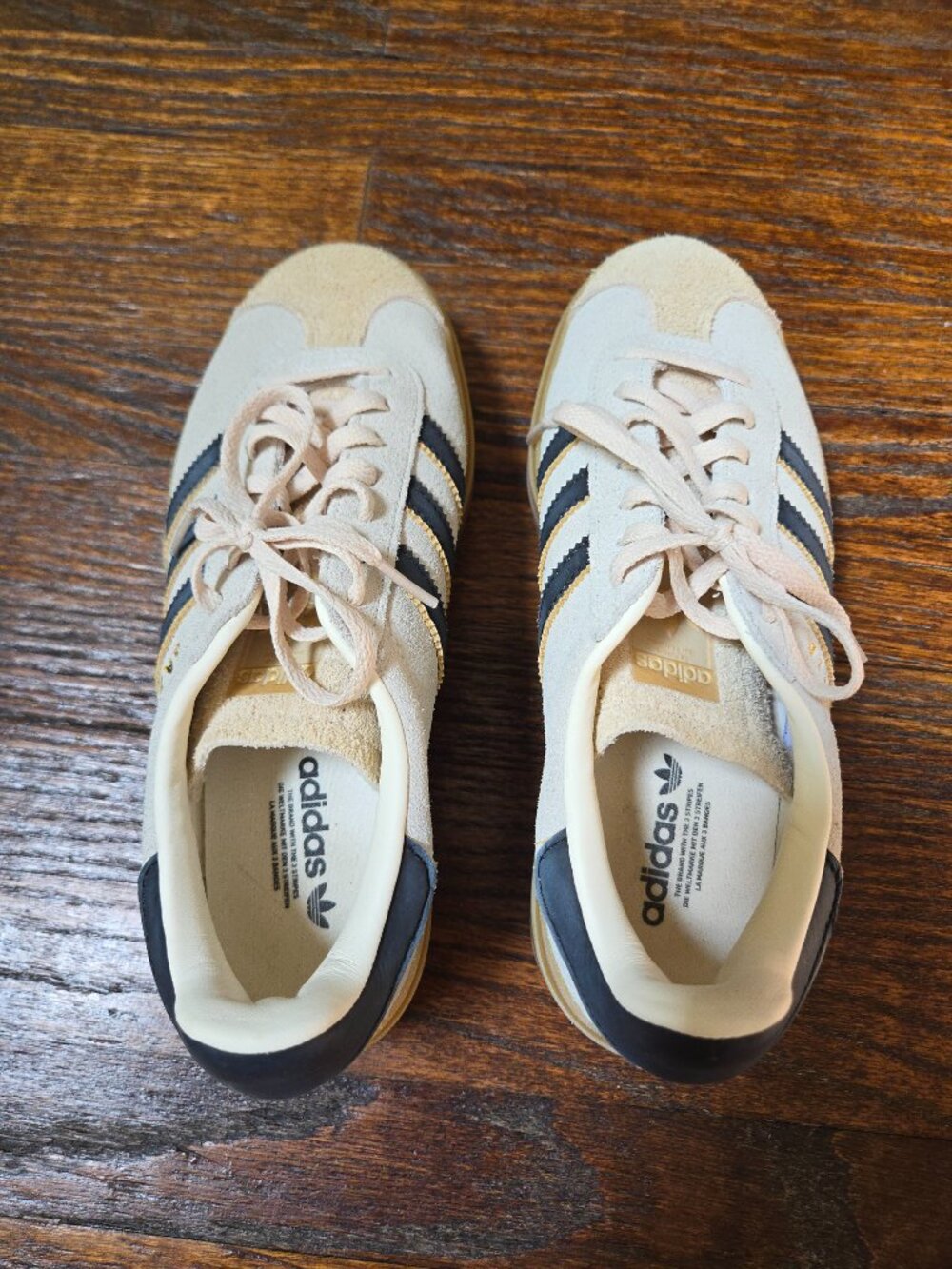 Adidas Originals Gazelle Bold (Cream White/Black/Sand Strata) Women Shoes JS3892 - Picture 5 of 7